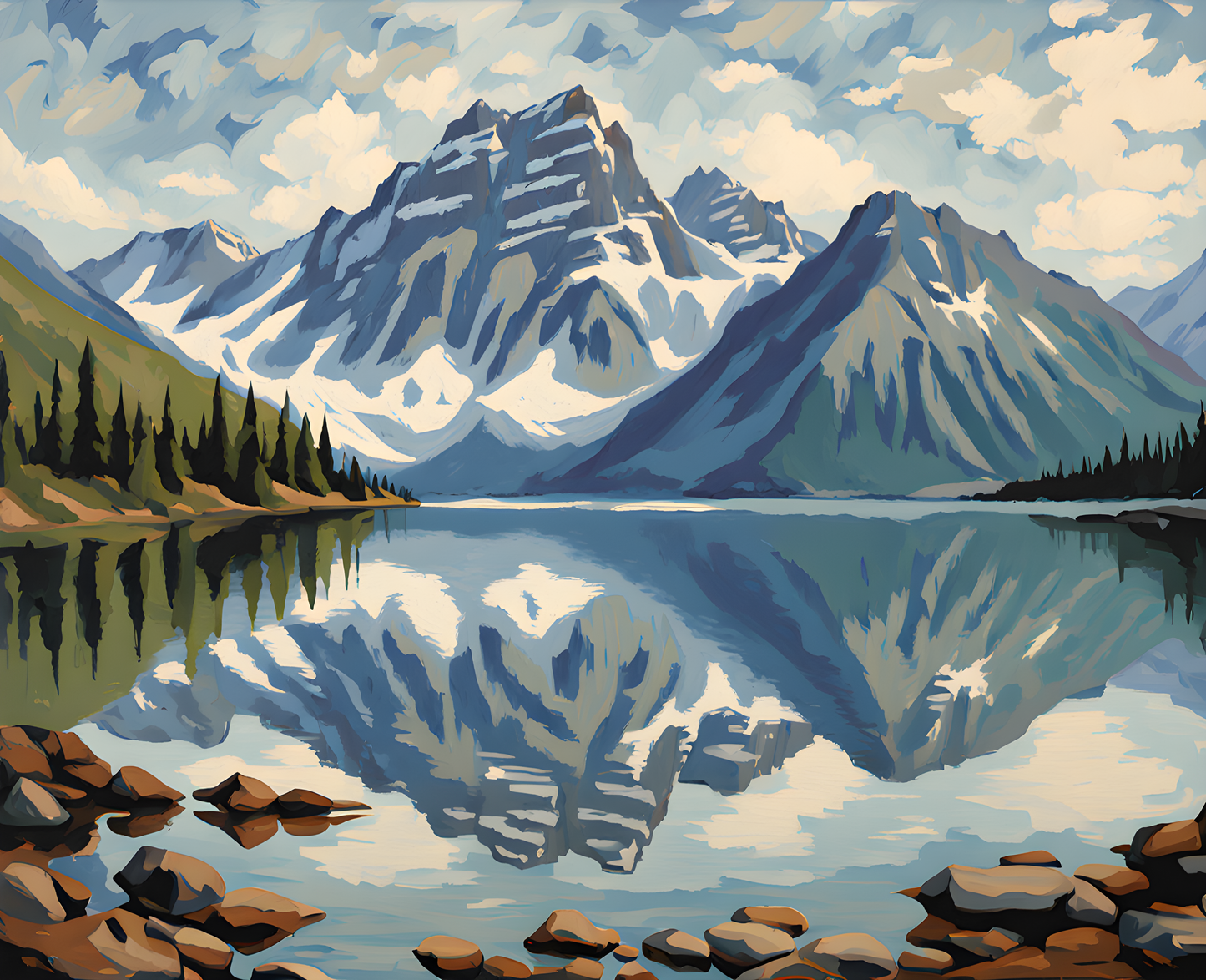 Canada Great Places (44) - Mountain Reflection, Bow Lake - Van-Go Paint-By-Number Kit