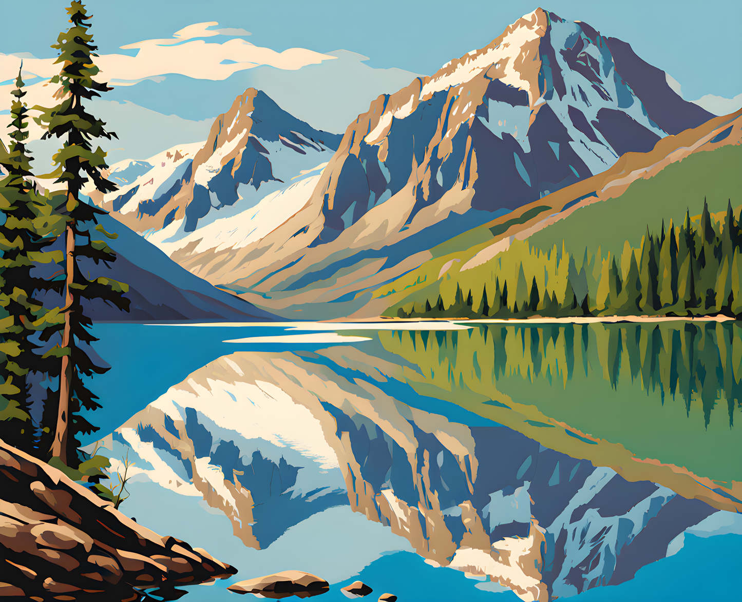Canada Great Places (45) - Mountain Reflection, Bow Lake - Van-Go Paint-By-Number Kit