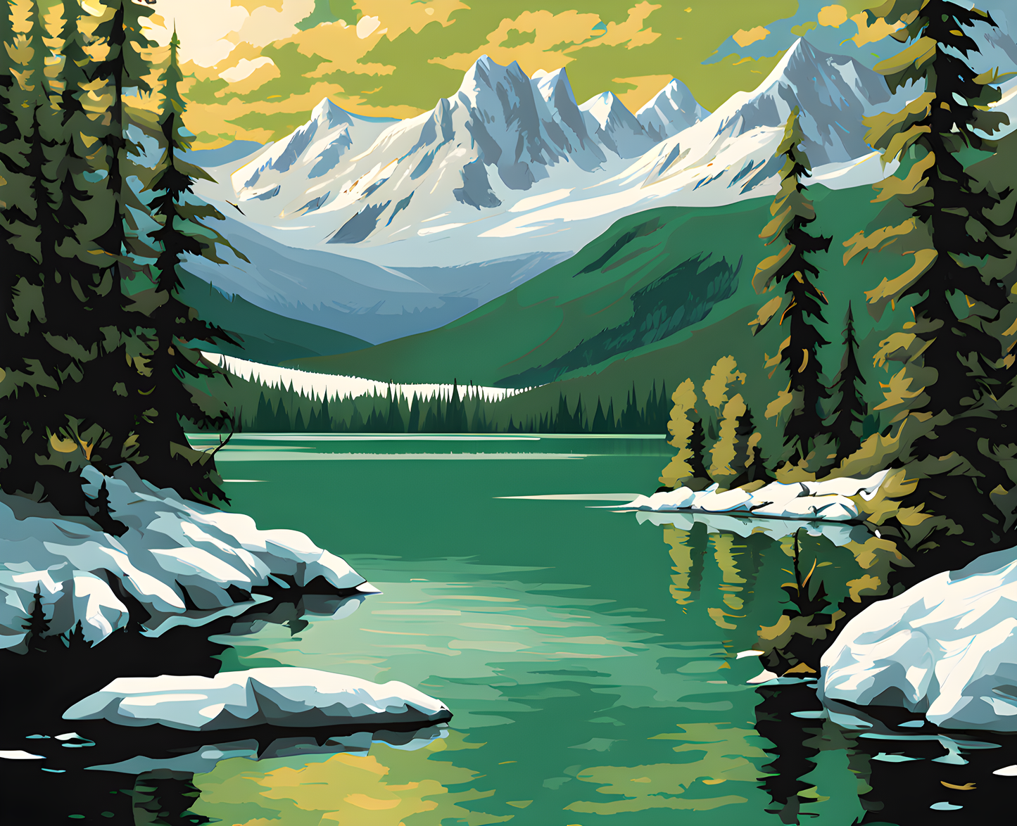 Canada Great Places (73) - Jewel of the Mountains, Emerald Lake - Van-Go Paint-By-Number Kit