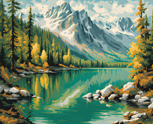 Canada Great Places (72) - Jewel of the Mountains, Emerald Lake - Van-Go Paint-By-Number Kit