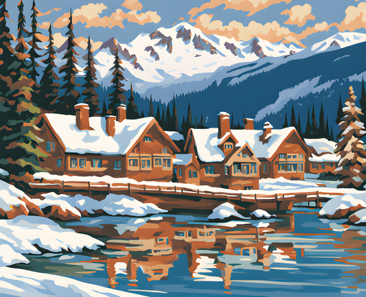 Canada Great Places (80) - Alpine Retreat, Whistler Olympic Village - Van-Go Paint-By-Number Kit