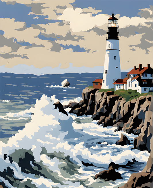 USA Great Places (280) - Portland Head Light, Maine - Van-Go Paint-By-Number Kit