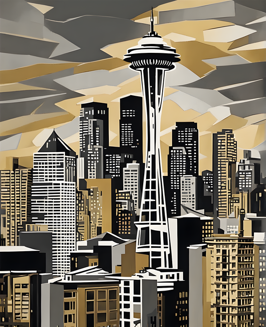 USA Great Places (270) - Seattle Skyline, Washington - Van-Go Paint-By-Number Kit