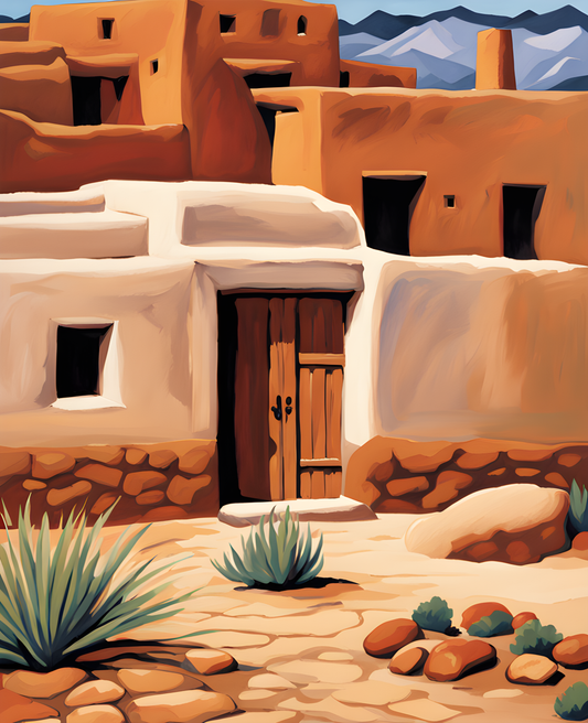 USA Great Places (256) - Cultural Plaza, Taos Pueblo, New Mexico - Van-Go Paint-By-Number Kit