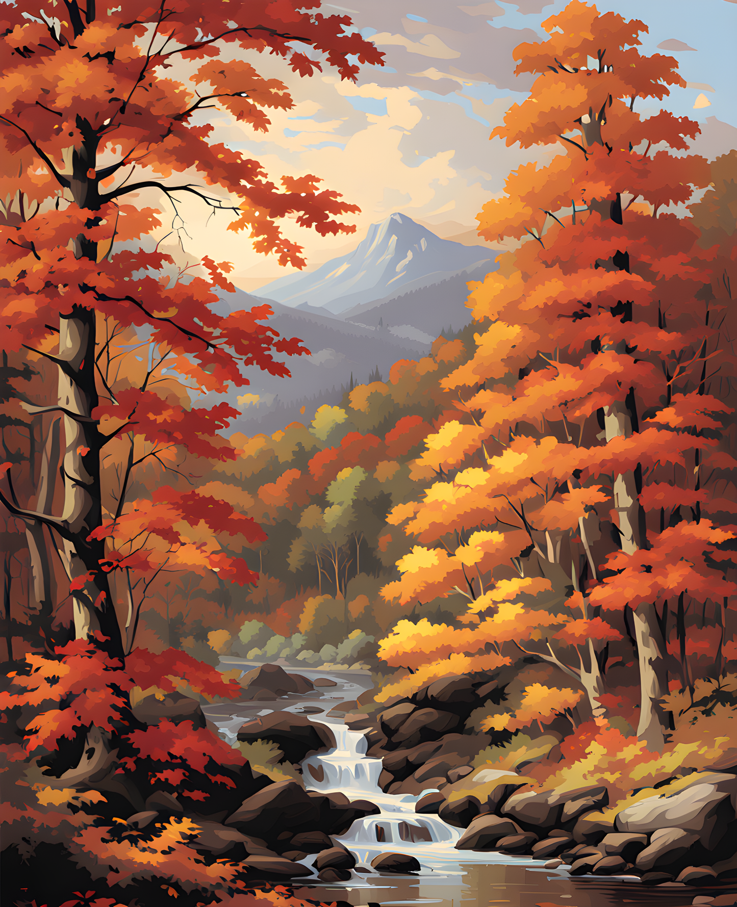 USA Great Places (207) - Autumn Forest, Great Smoky Mountains, TN/NC - Van-Go Paint-By-Number Kit