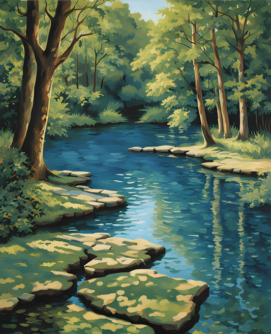 USA Great Places (196) - Blue Hole, Wimberley, TX - Van-Go Paint-By-Number Kit