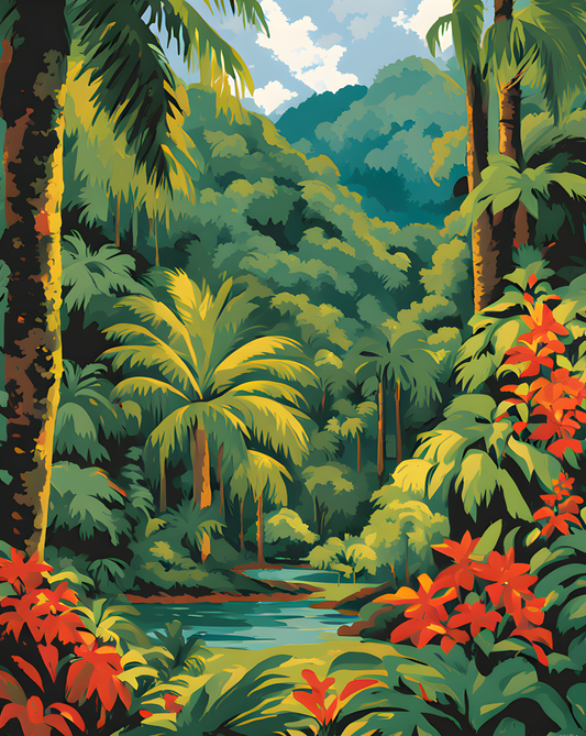USA Great Places (252) - El Yunque Rainforest, Puerto Rico - Van-Go Paint-By-Number Kit