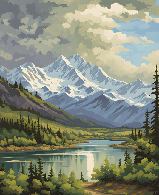 USA Great Places (127) - Alaskan Wilderness, Denali National Park, Alaska - Van-Go Paint-By-Number Kit