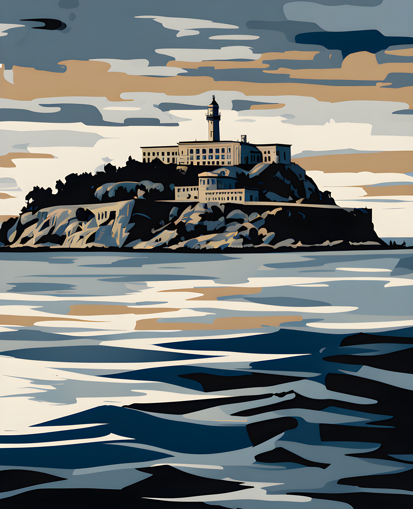 USA Great Places (156) - Alcatraz Island, California - Van-Go Paint-By-Number Kit