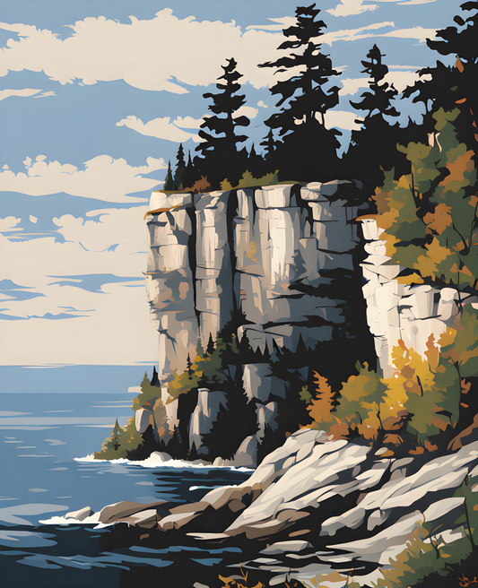 Canada Great Places (48) - Coastal Cliffs, Bruce Peninsula National Park - Van-Go Paint-By-Number Kit