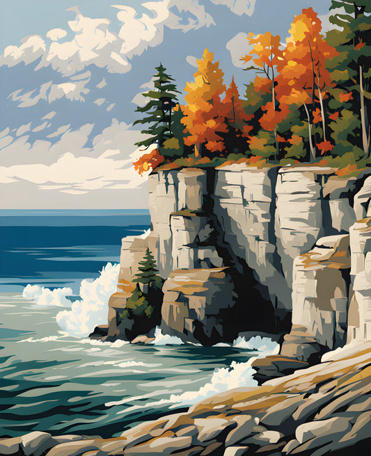 Canada Great Places (47) - Coastal Cliffs, Bruce Peninsula National Park - Van-Go Paint-By-Number Kit