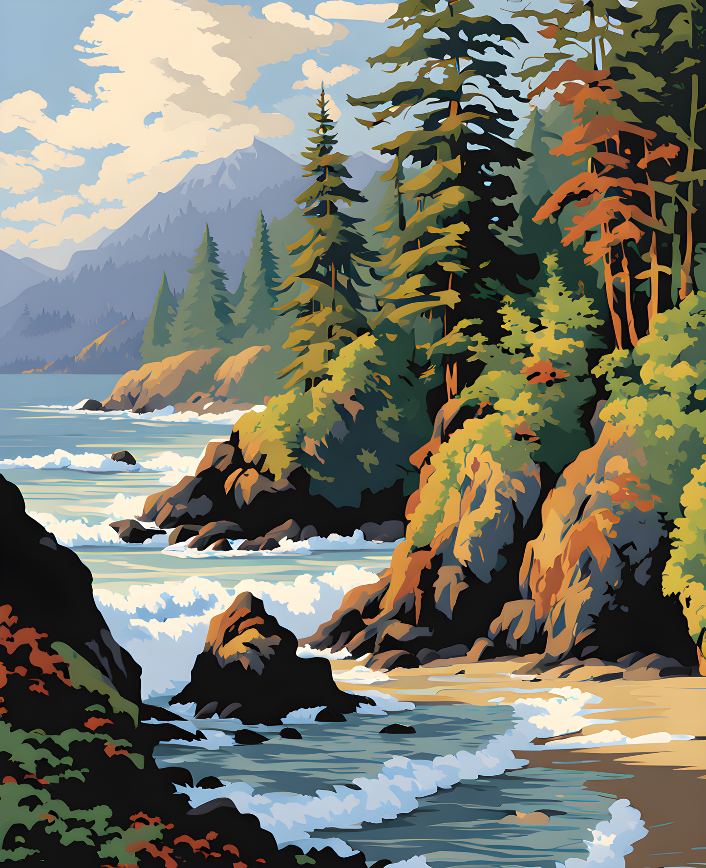 Canada Great Places (112) - Coastal Colors, Pacific Rim National Park Reserve, BC - Van-Go Paint-By-Number Kit