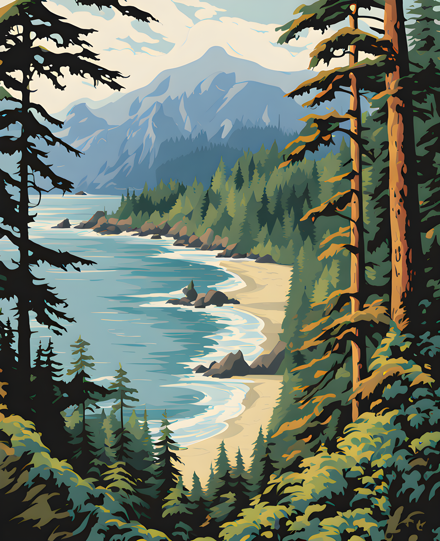Canada Great Places (111) - Coastal Rainforest, Pacific Rim National Park Reserve, BC - Van-Go Paint-By-Number Kit