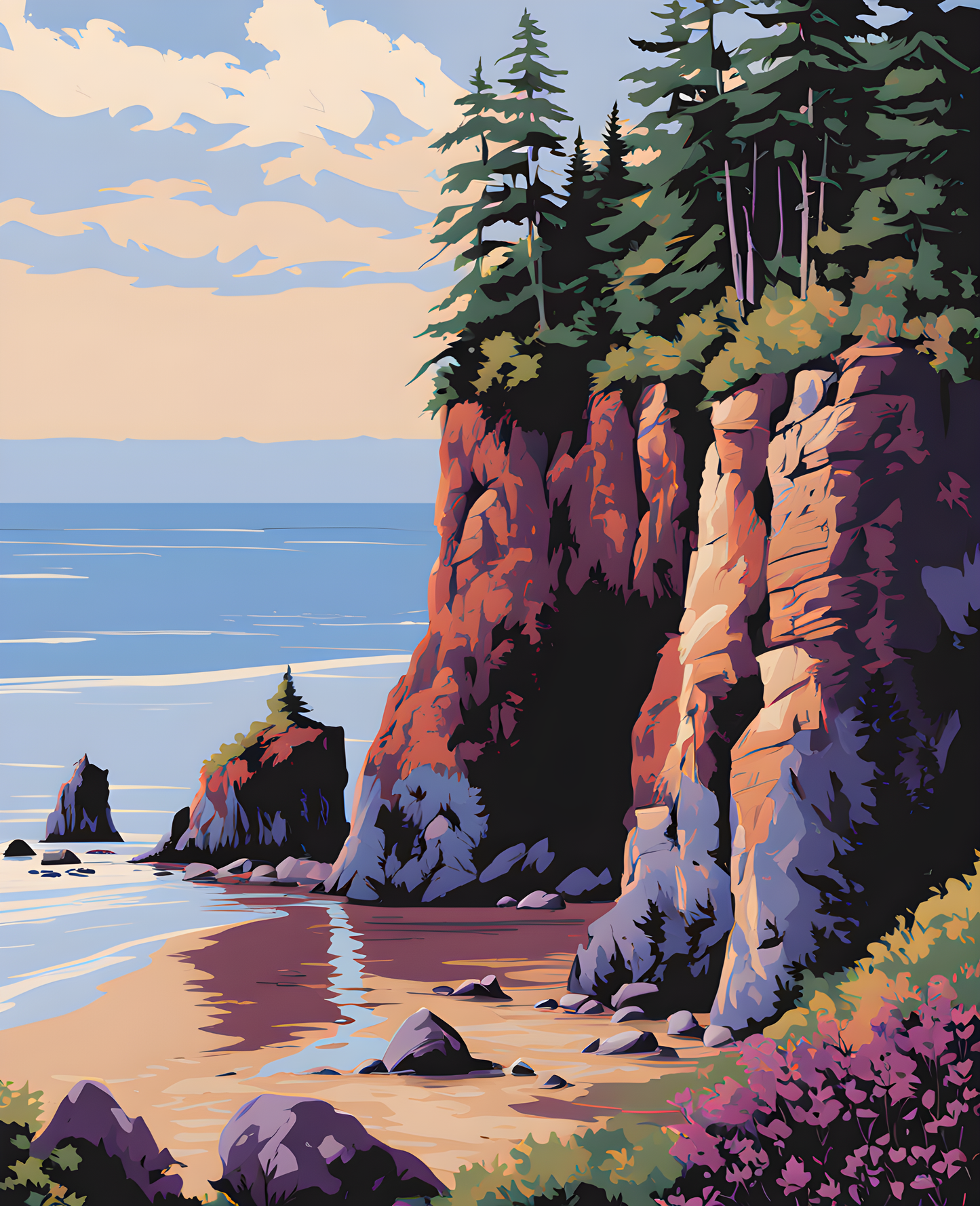 Canada Great Places (83) - Coastal Serenity, Bay of Fundy, New Brunswick - Van-Go Paint-By-Number Kit