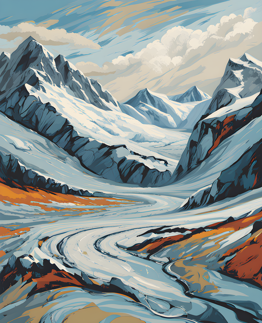 Canada Great Places (4) - Frozen Wilderness, Glacier Columbia Icefield - Van-Go Paint-By-Number Kit