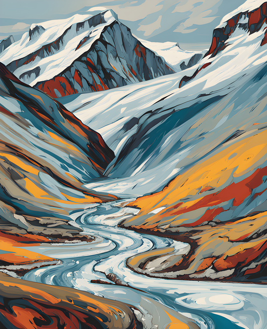 Canada Great Places (5) - Frozen Wilderness, Glacier Columbia Icefield - Van-Go Paint-By-Number Kit