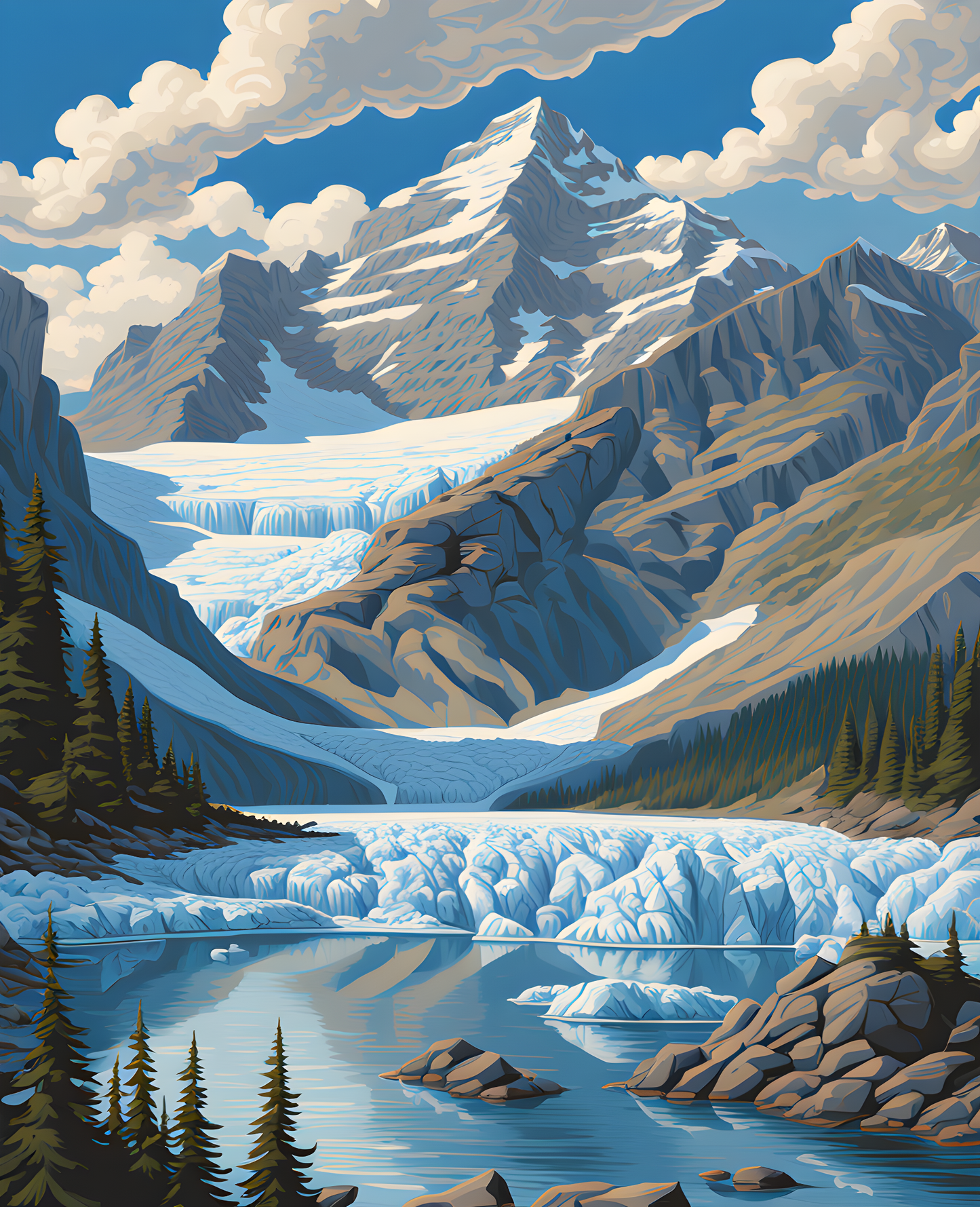 Canada Great Places (110) - Glacier Grandeur, BC Icefield, Alberta - Van-Go Paint-By-Number Kit