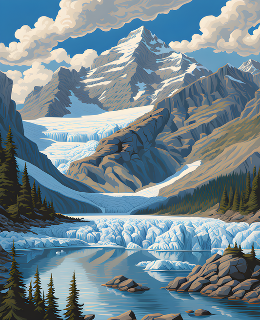 Canada Great Places (110) - Glacier Grandeur, BC Icefield, Alberta - Van-Go Paint-By-Number Kit