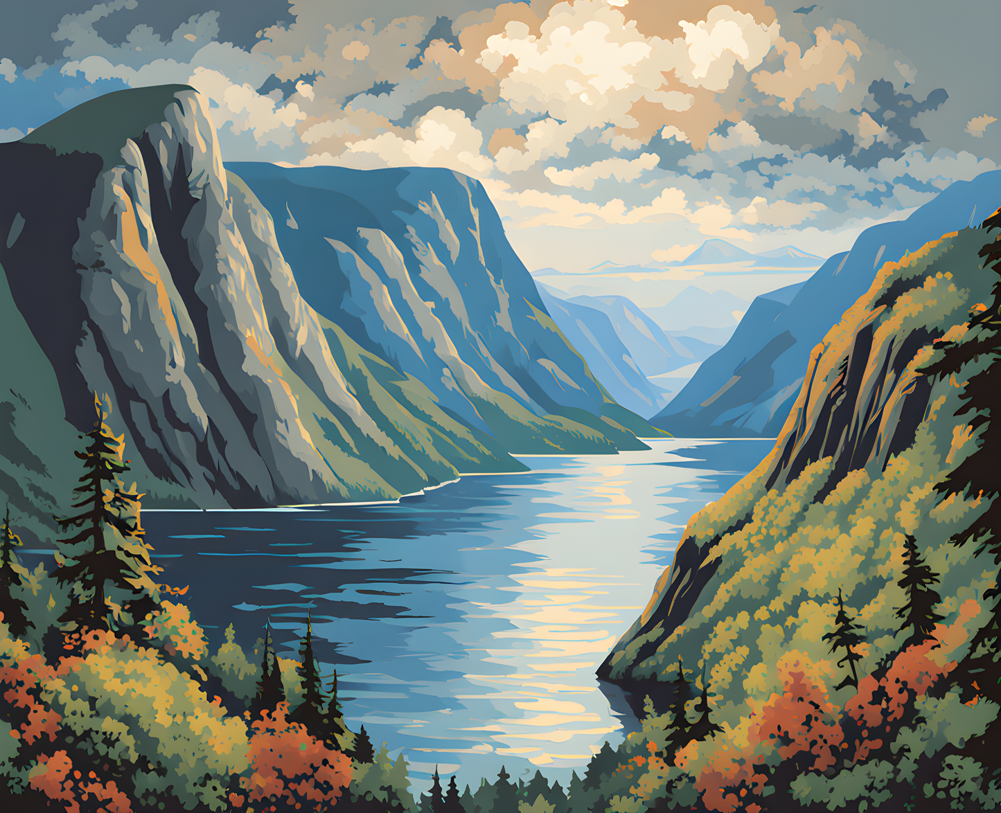 Canada Great Places (9) - Fjord Fantasy, Gros Morne National Park - Van-Go Paint-By-Number Kit