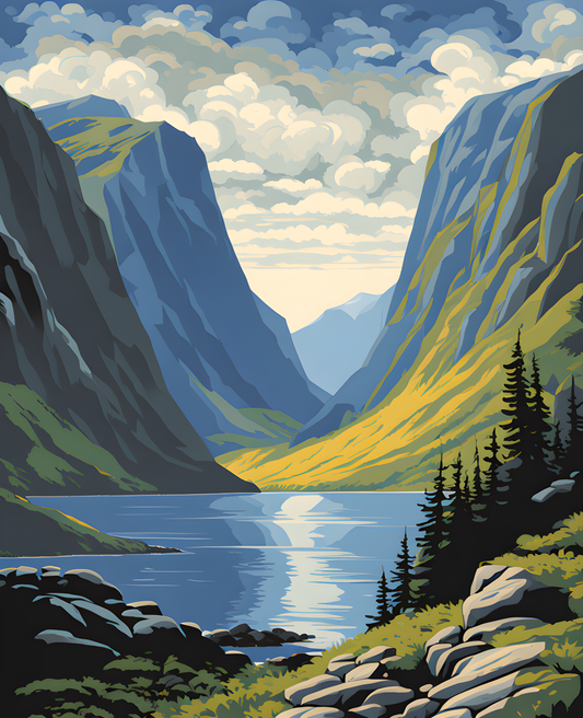 Canada Great Places (10) - Fjord Fantasy, Gros Morne Western Brook Overlook - Van-Go Paint-By-Number Kit