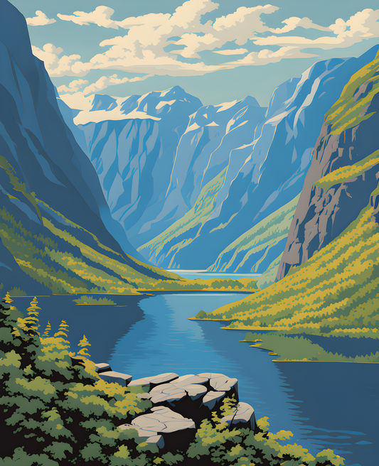 Canada Great Places (11) - Fjord Fantasy, Gros Morne Western Brook Overlook - Van-Go Paint-By-Number Kit