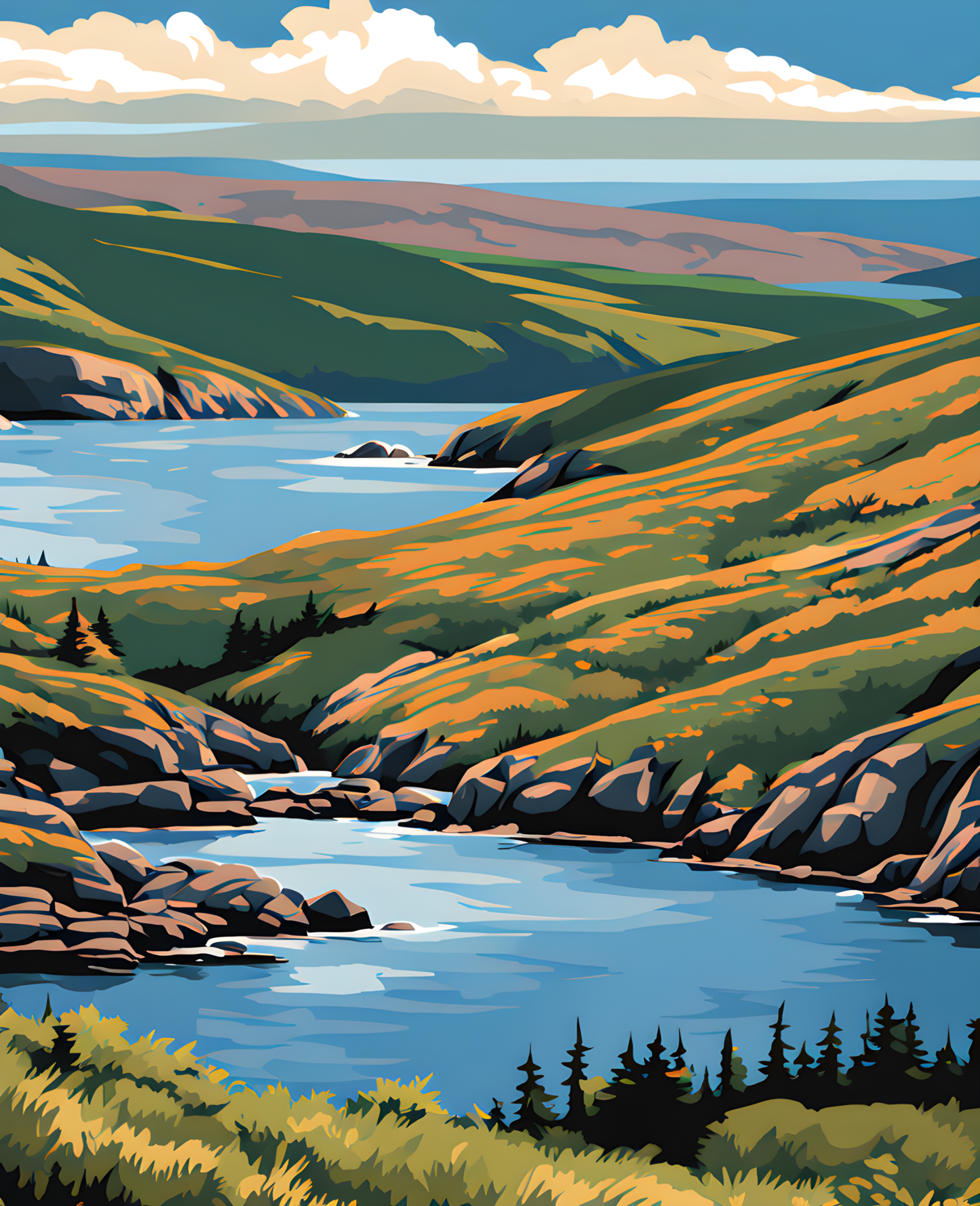 Canada Great Places (105) - Highland Vibes, Cape Breton Highlands National Park, Nova Scotia - Van-Go Paint-By-Number Kit