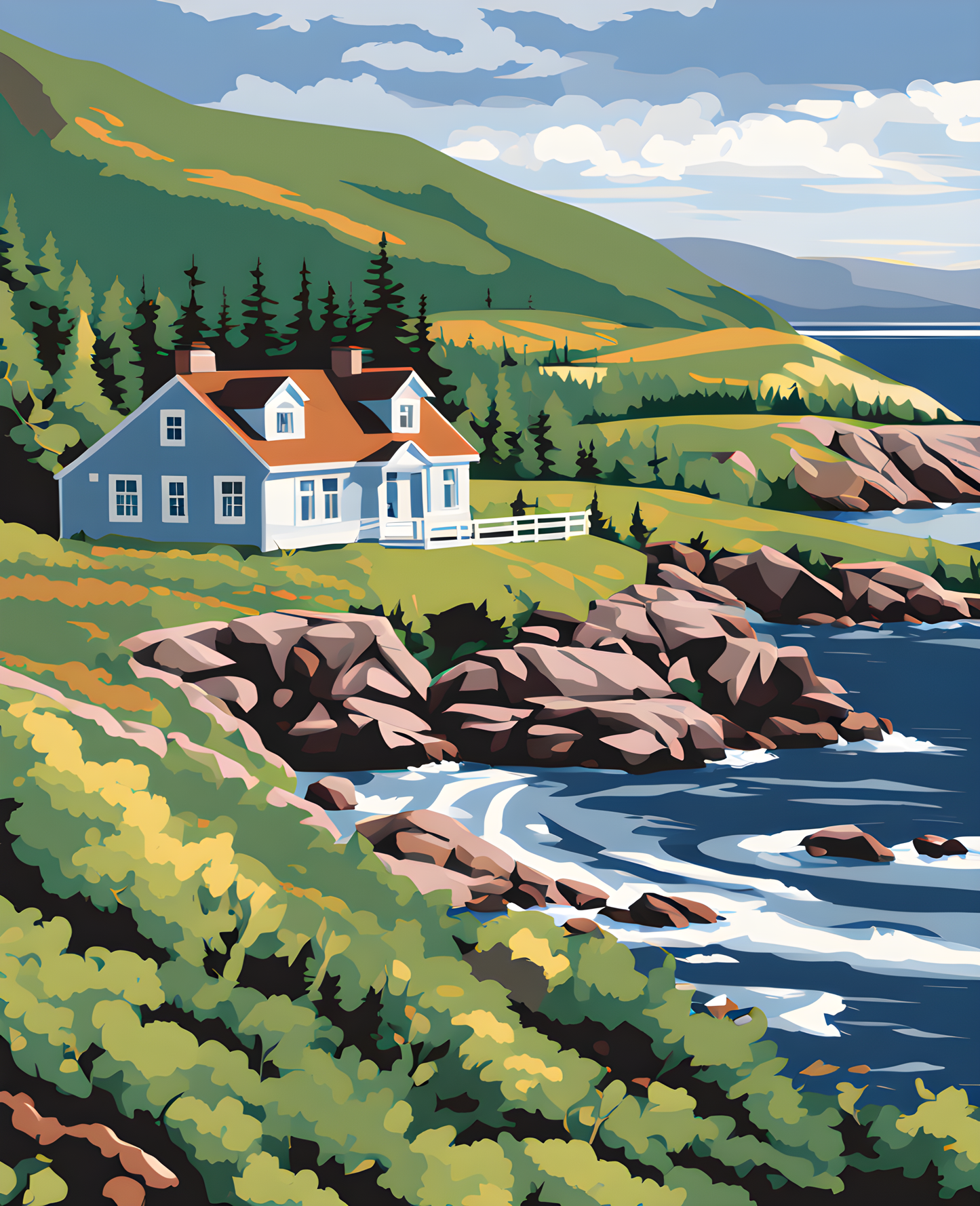 Canada Great Places (107) - Highland Views, Cape Breton Highlands National Park, Nova Scotia - Van-Go Paint-By-Number Kit