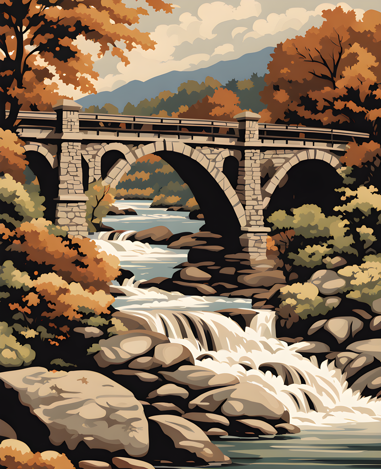 USA Great Places (194) - Historic Bridge, Lexington, VA - Van-Go Paint-By-Number Kit