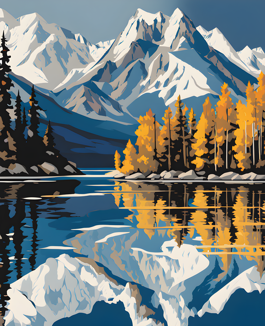 Canada Great Places (34) - Mountain Reflections, Jasper National Park - Van-Go Paint-By-Number Kit