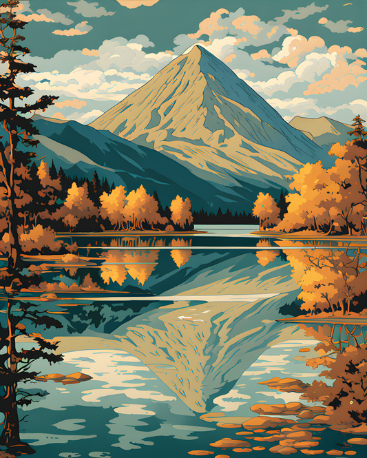 Canada Great Places (31) - Jasper Pyramid Lake - Van-Go Paint-By-Number Kit