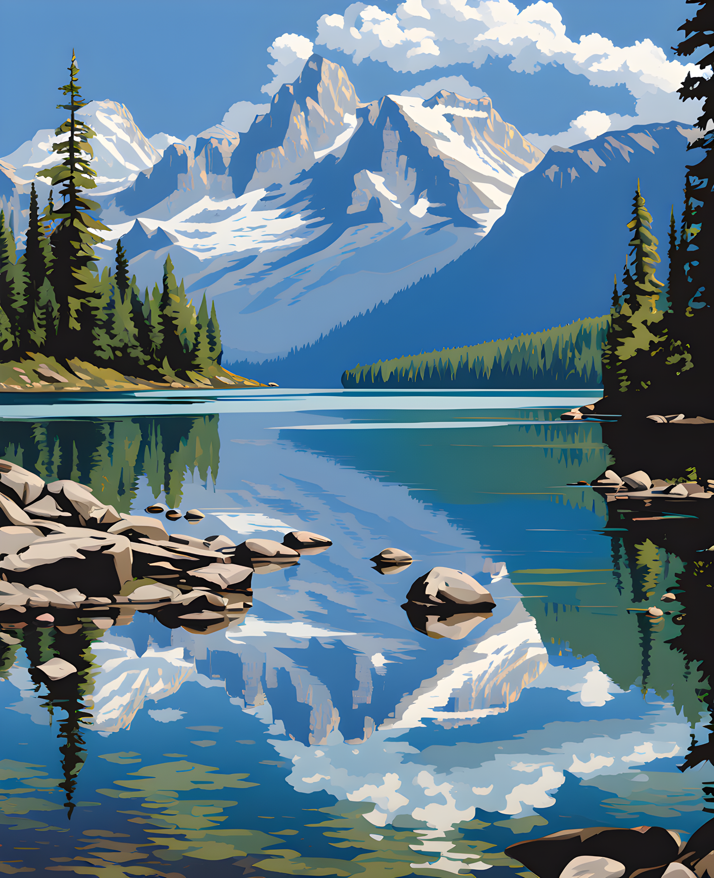 USA Great Places (238) - Lake McDonald, Glacier National Park, MT - Van-Go Paint-By-Number Kit