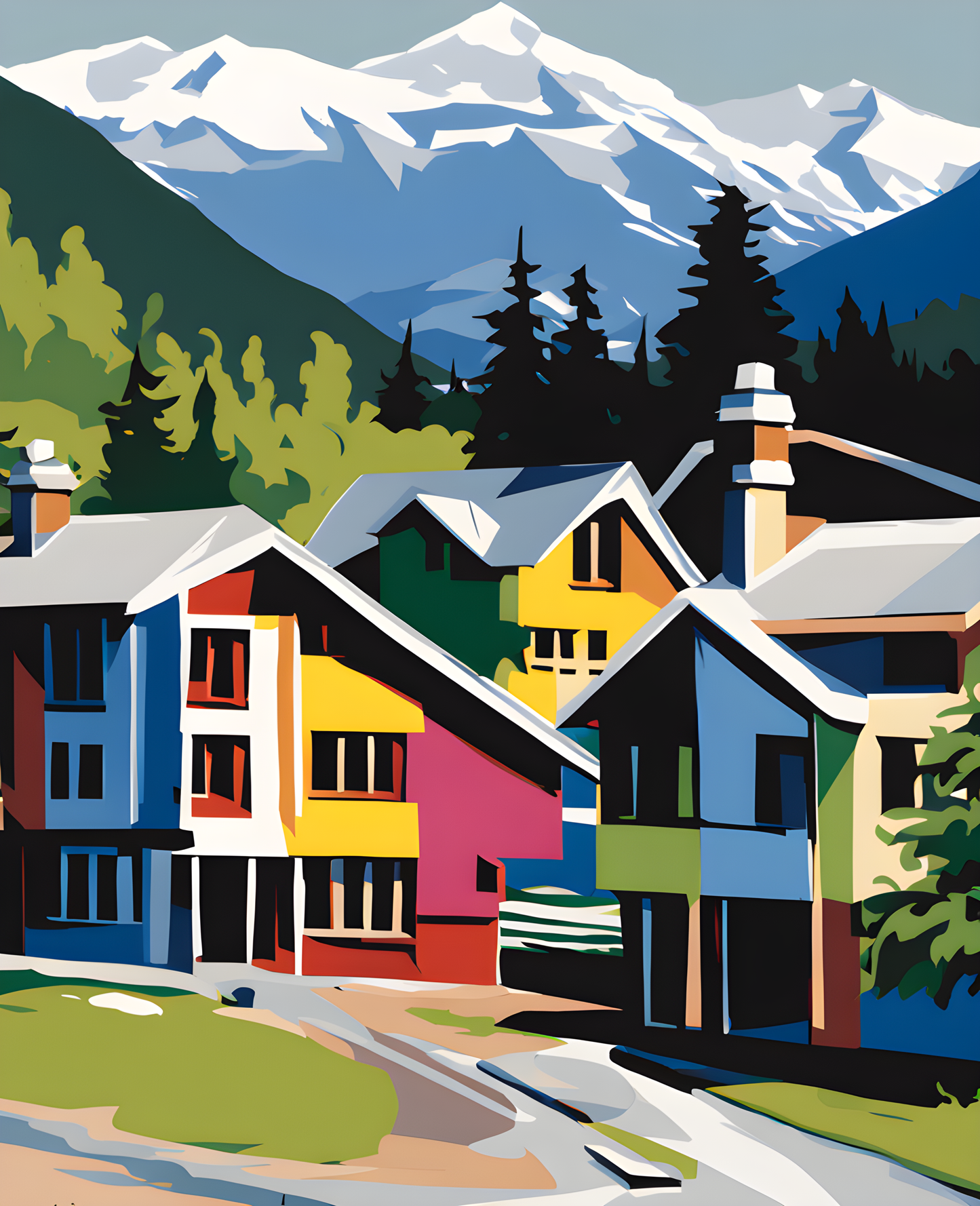 Canada Great Places (104) - Mountain Serenity, Whistler Village, BC - Van-Go Paint-By-Number Kit