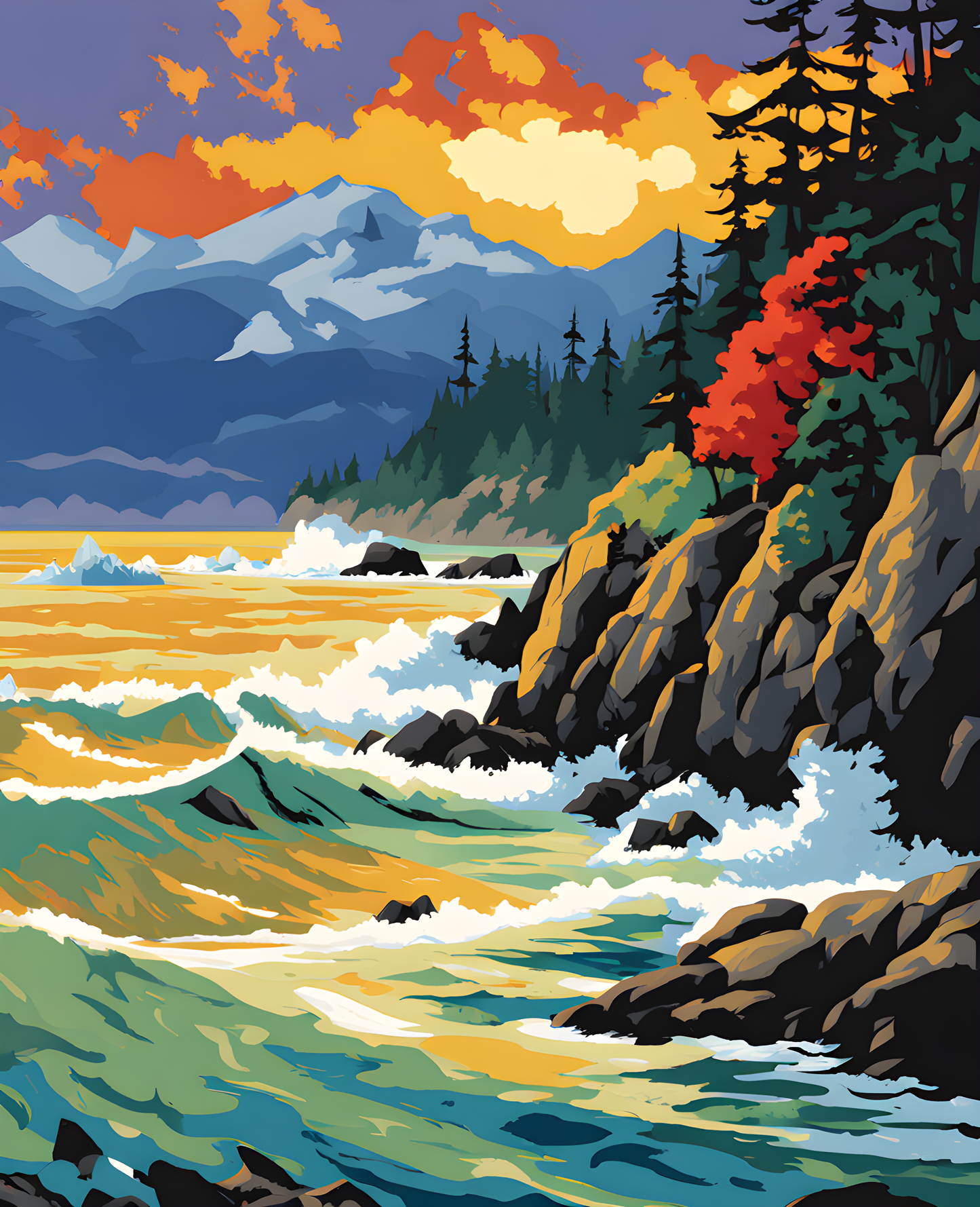 Canada Great Places (14) - Pacific Rim Ucluelet - Van-Go Paint-By-Number Kit