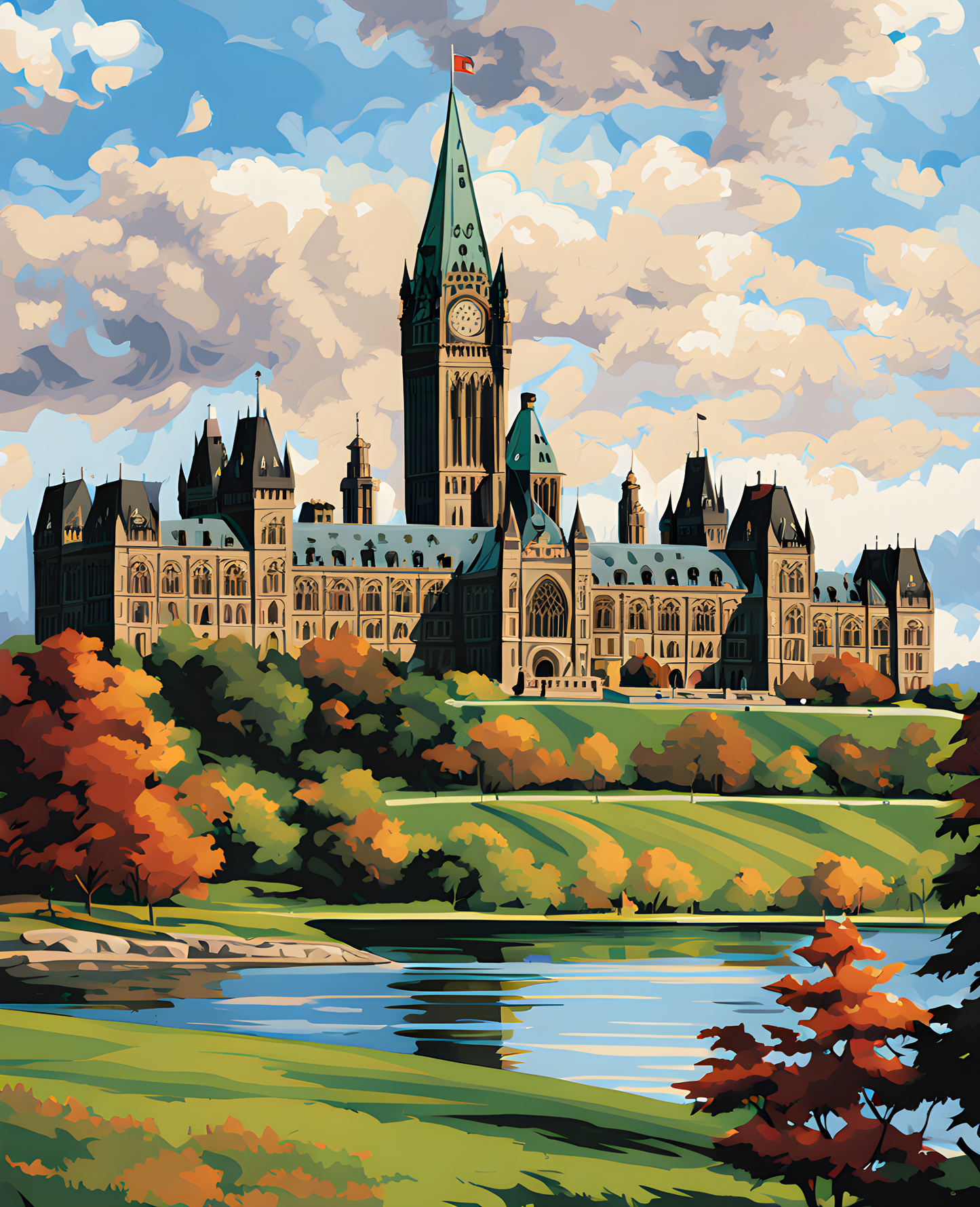 Canada Great Places (103) - Parliament Splendor, Parliament Hill, Ottawa, Ontario - Van-Go Paint-By-Number Kit
