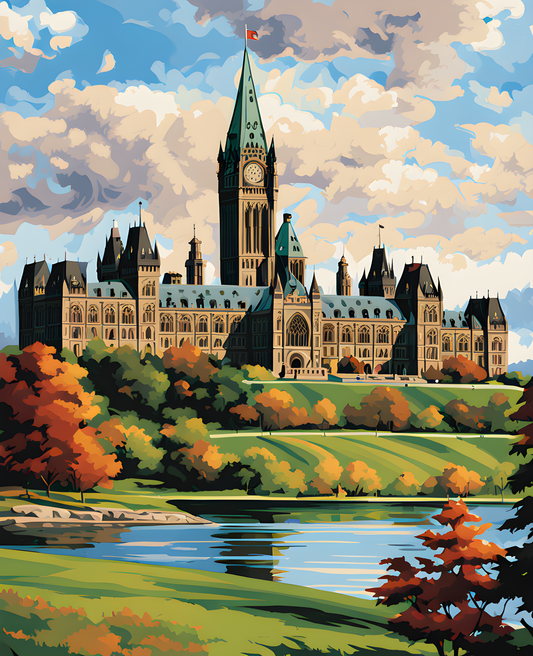 Canada Great Places (103) - Parliament Splendor, Parliament Hill, Ottawa, Ontario - Van-Go Paint-By-Number Kit