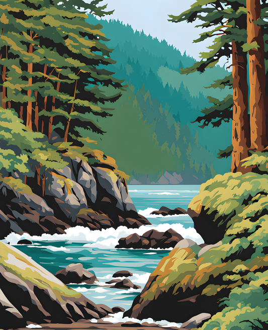 Canada Great Places (97) - Coastal Rainforest Serenity, Pacific Rim National Park Reserve, BC - Van-Go Paint-By-Number Kit