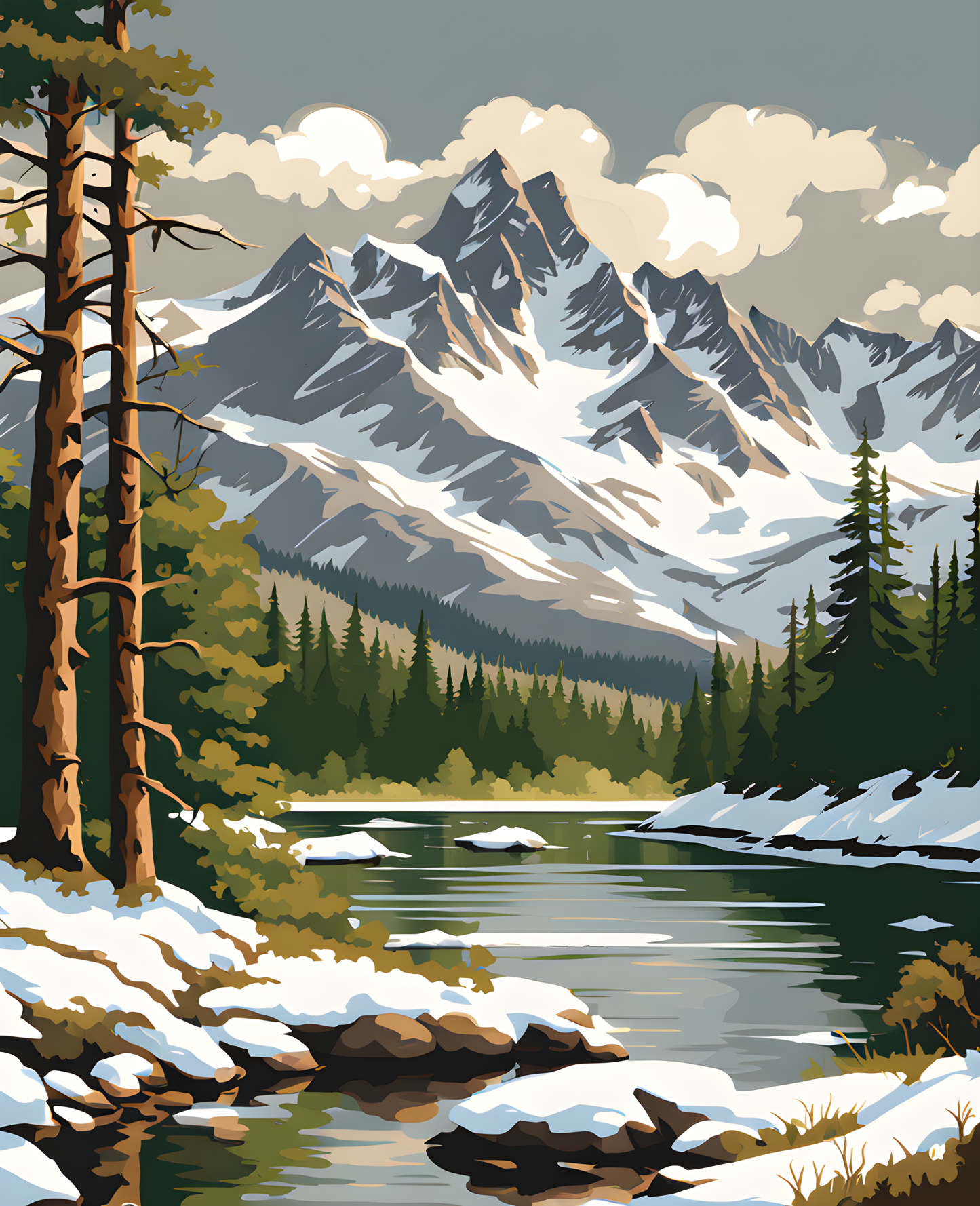 USA Great Places (116) - Snow Capped Peaks, Rocky Mountain National Park - Van-Go Paint-By-Number Kit