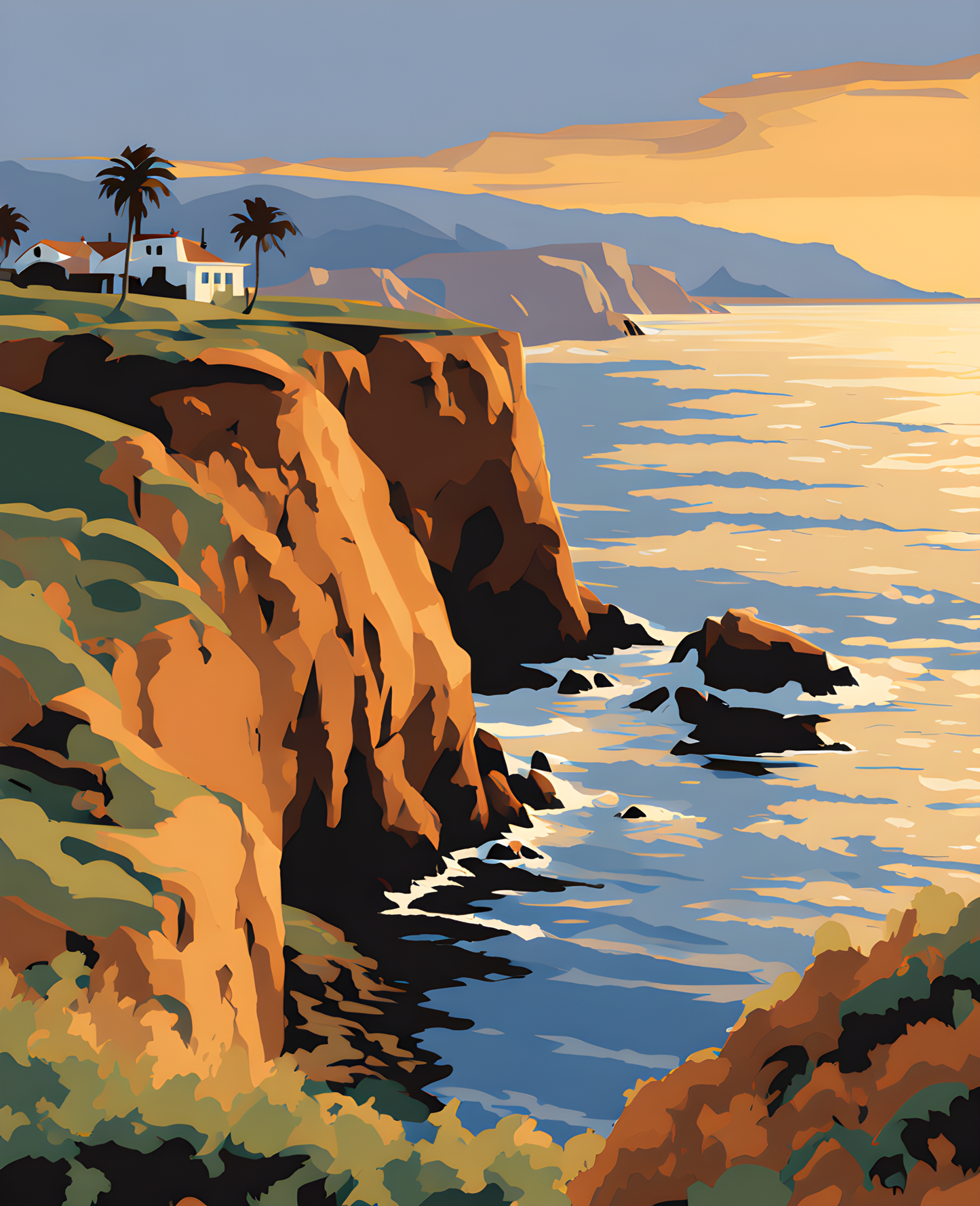 USA Great Places (1) - Sunset Cliffs, Point Loma, CA  - Van-Go Paint-By-Number Kit