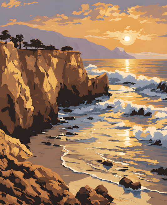 USA Great Places (177) - Sunset Cliffs, San Diego, CA - Van-Go Paint-By-Number Kit