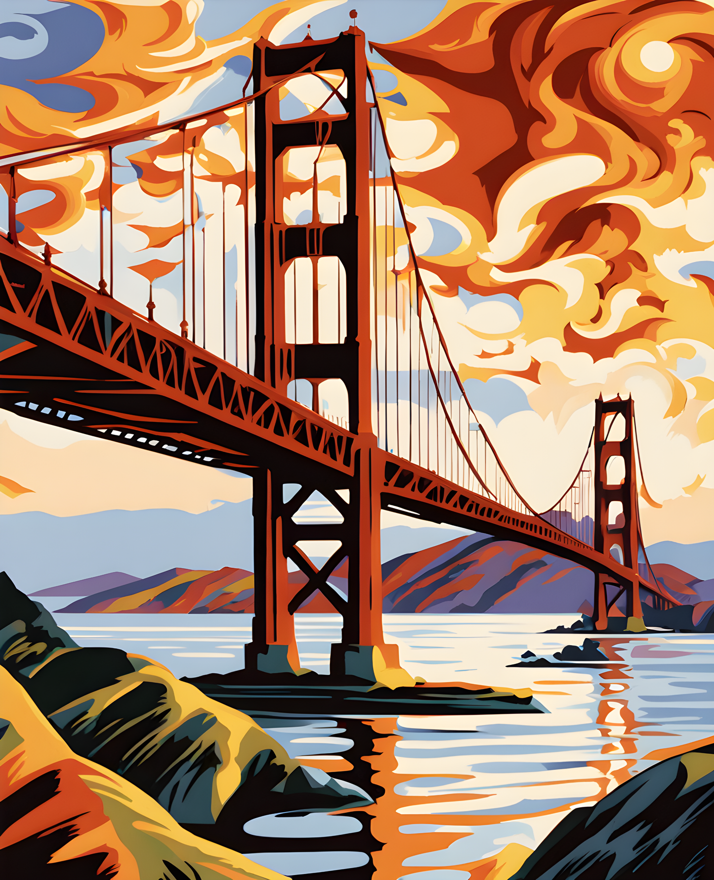 USA Great Places (153) - The Golden Gate Bridge, California- Van-Go Paint-By-Number Kit