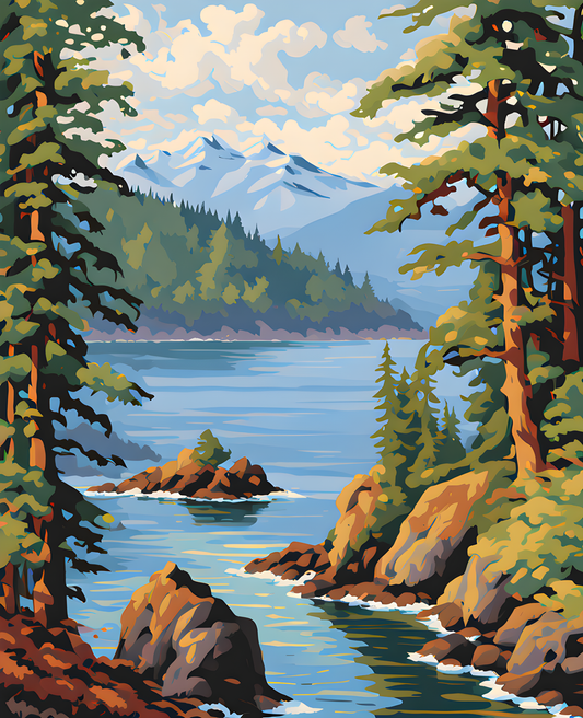 Canada Great Places (65) - Pacific Northwest Serenity, Vancouver Island - Van-Go Paint-By-Number Kit