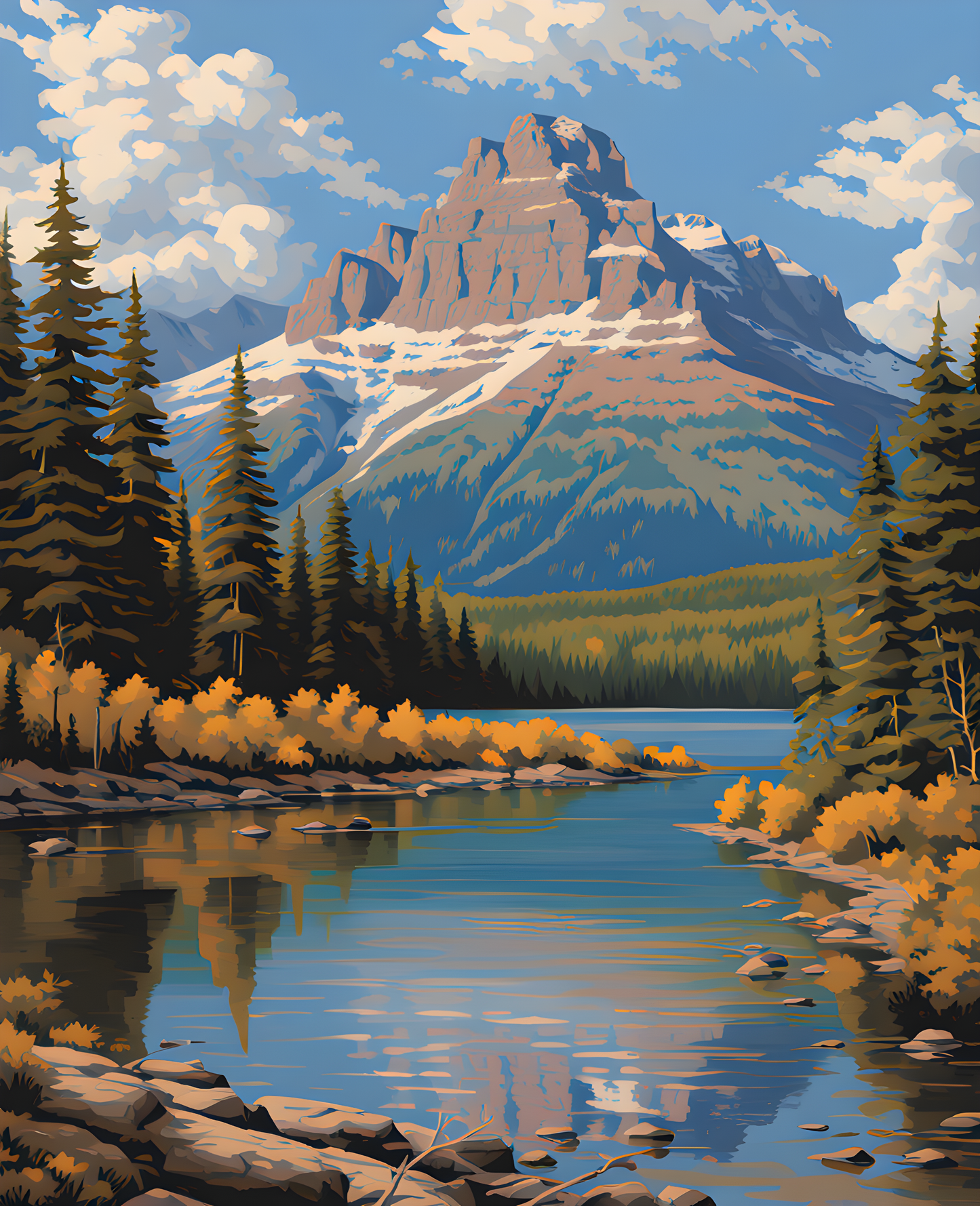 Canada Great Places (6) - Mountain Majesty, Waterton Chief Mountain - Van-Go Paint-By-Number Kit