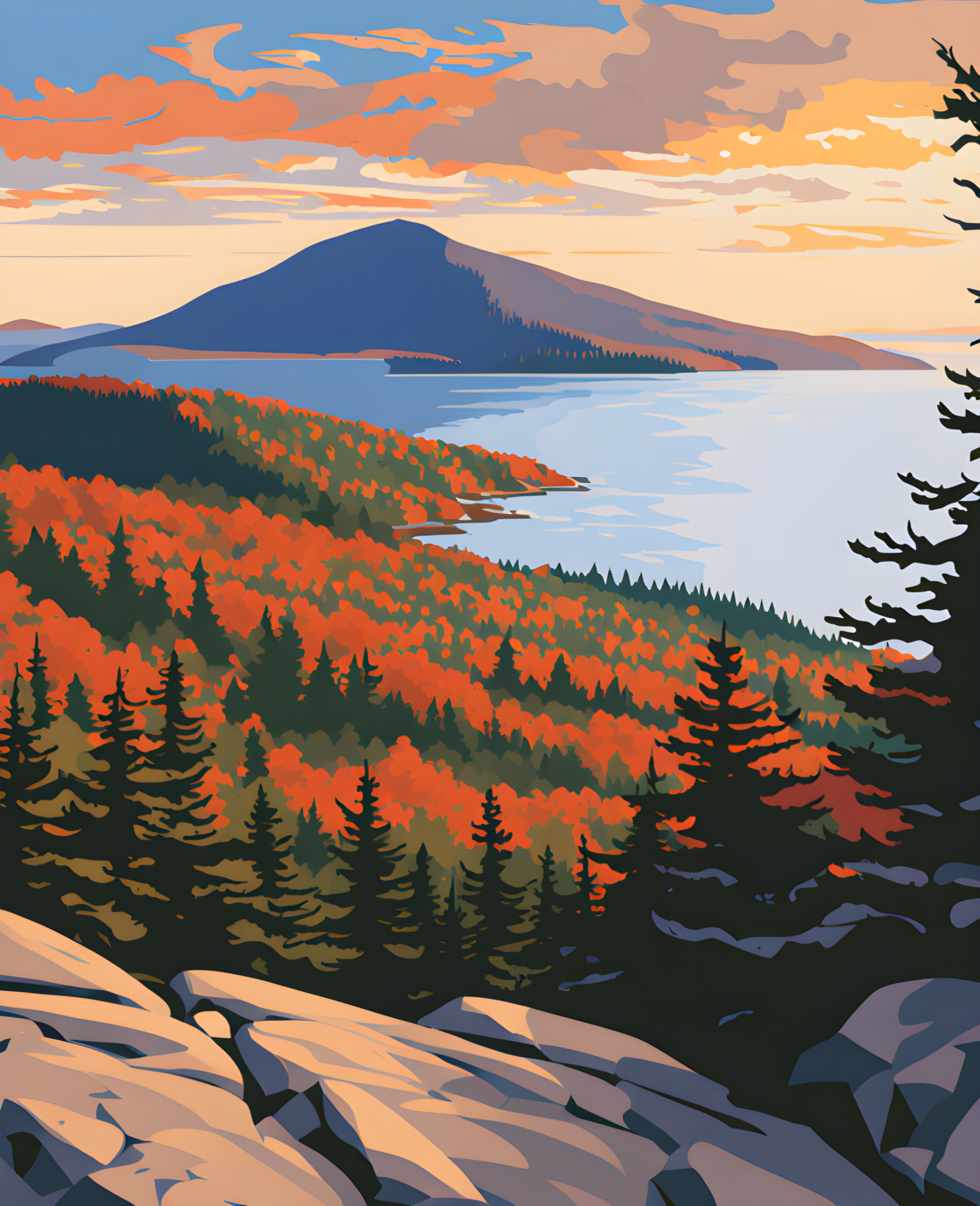 USA Great Places (114) - Coastal Serenity, Acadia National Park - Van-Go Paint-By-Number Kit