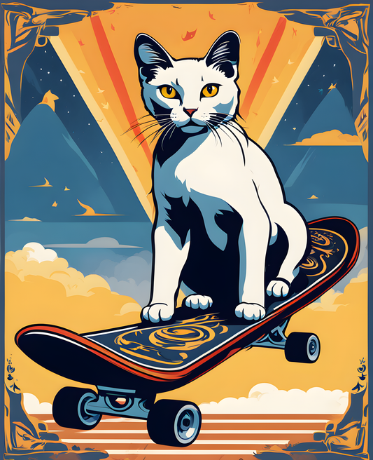 A Cat on a Skateboard (1) - Van-Go Paint-By-Number Kit