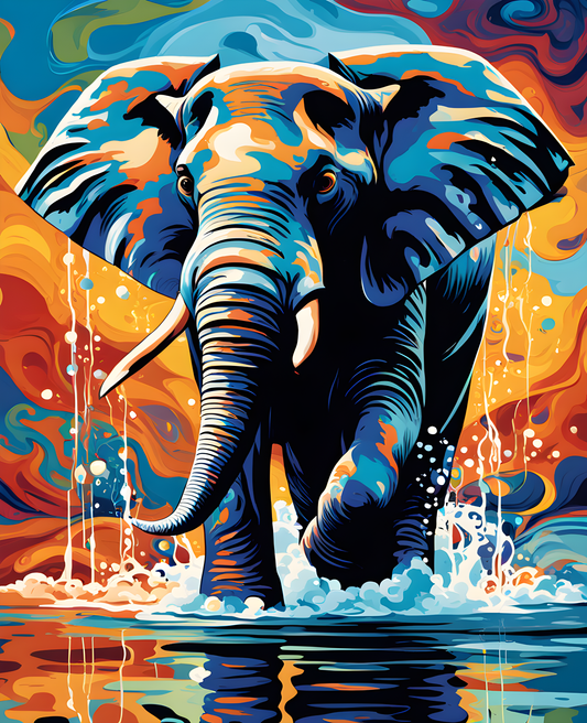 Marbling Elephant (1) - Van-Go Paint-By-Number Kit