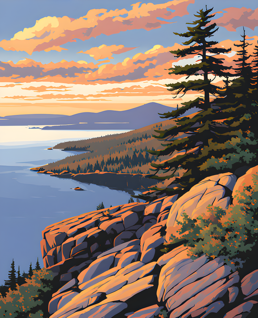 USA Great Places (113) - Coastal Serenity, Acadia National Park - Van-Go Paint-By-Number Kit