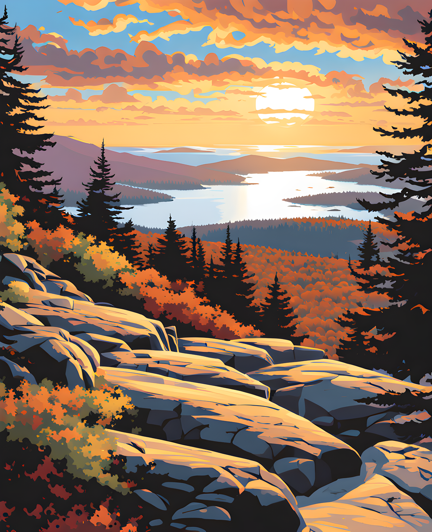 USA Great Places (112) - Coastal Serenity, Acadia National Park - Van-Go Paint-By-Number Kit