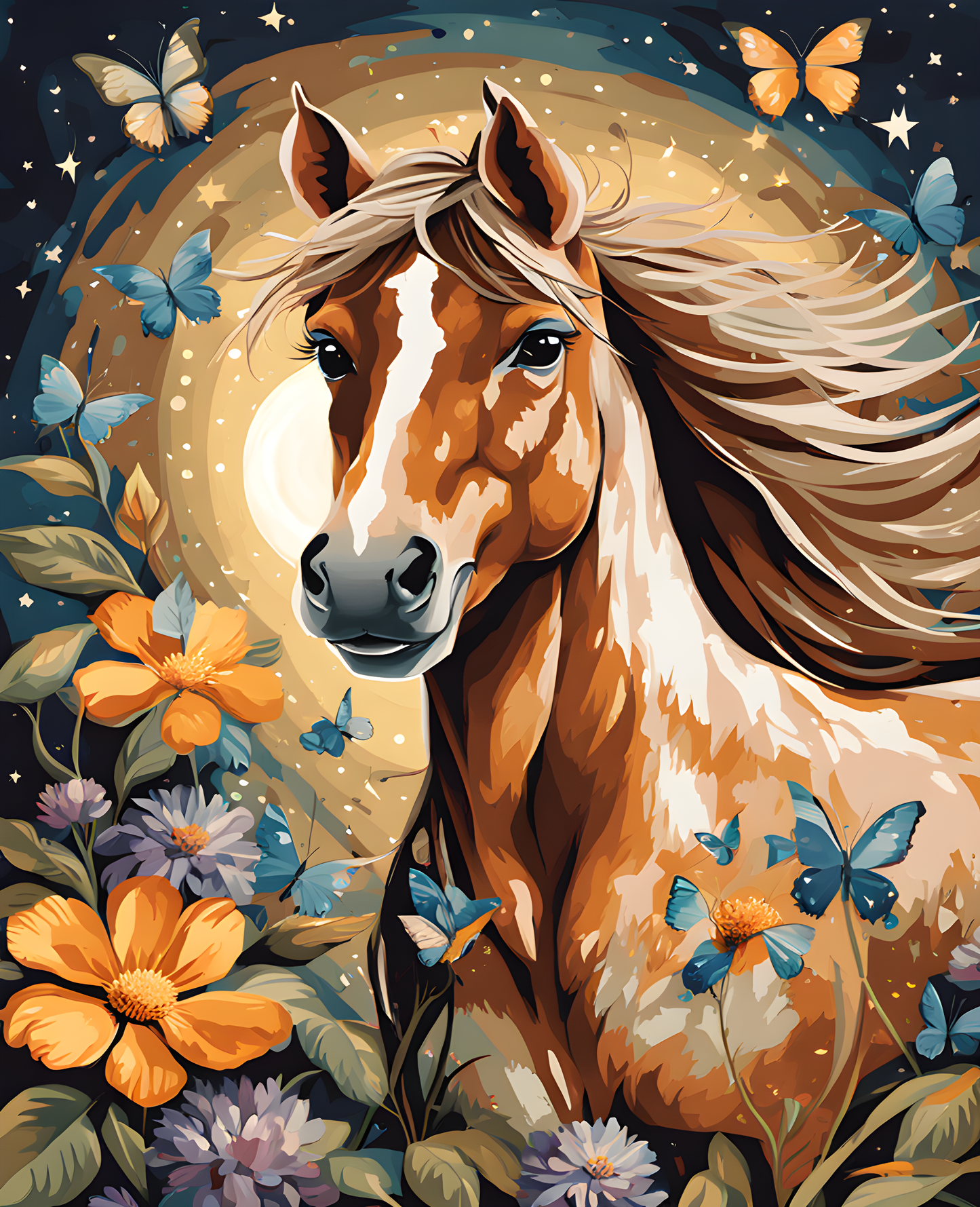 Beautiful Bright Brown White Foal (1) - Van-Go Paint-By-Number Kit