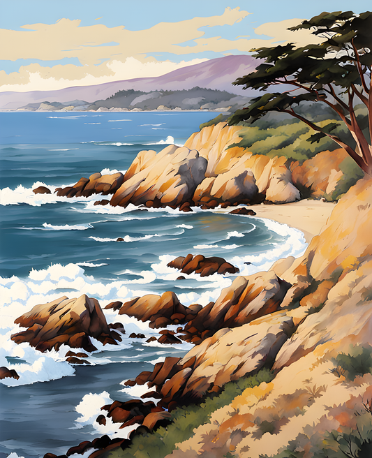 Carmel Bay Near Monterey California (1) - Van-Go Paint-By-Number Kit