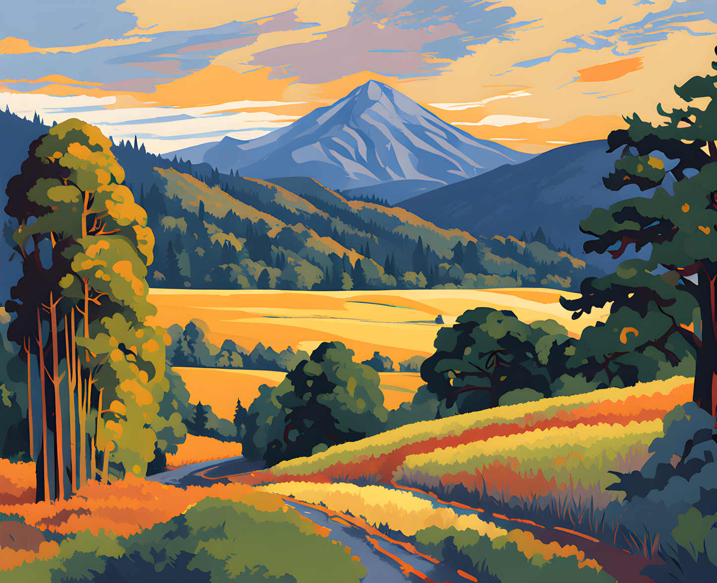 Mount Tamalpais from Ross Valley, California (1) - Van-Go Paint-By-Number Kit